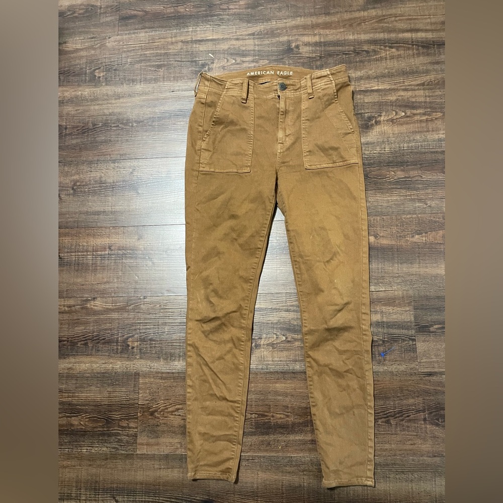 AMERICAN EAGLE Next Level Stretch High-Rise  Tan Skinny Pant-like Leggings Sz 10 - Picture 9 of 15
